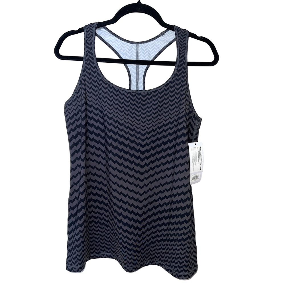 New Balance‎ Heidi Klum Printed Essential Tank Gray/Black Chevron Print M NWT
